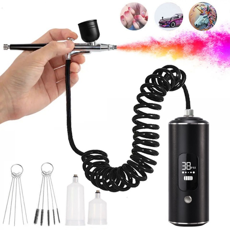 Airbrush Kit With Mini Compressor - Air compressor kit, electric spray gun,