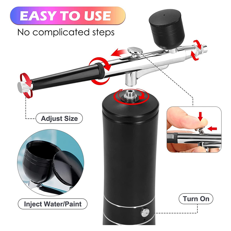 ABMO Air Brush Nail Oxygen Inj - đánh giá và giá Airbrush Kit With Mini Compressor