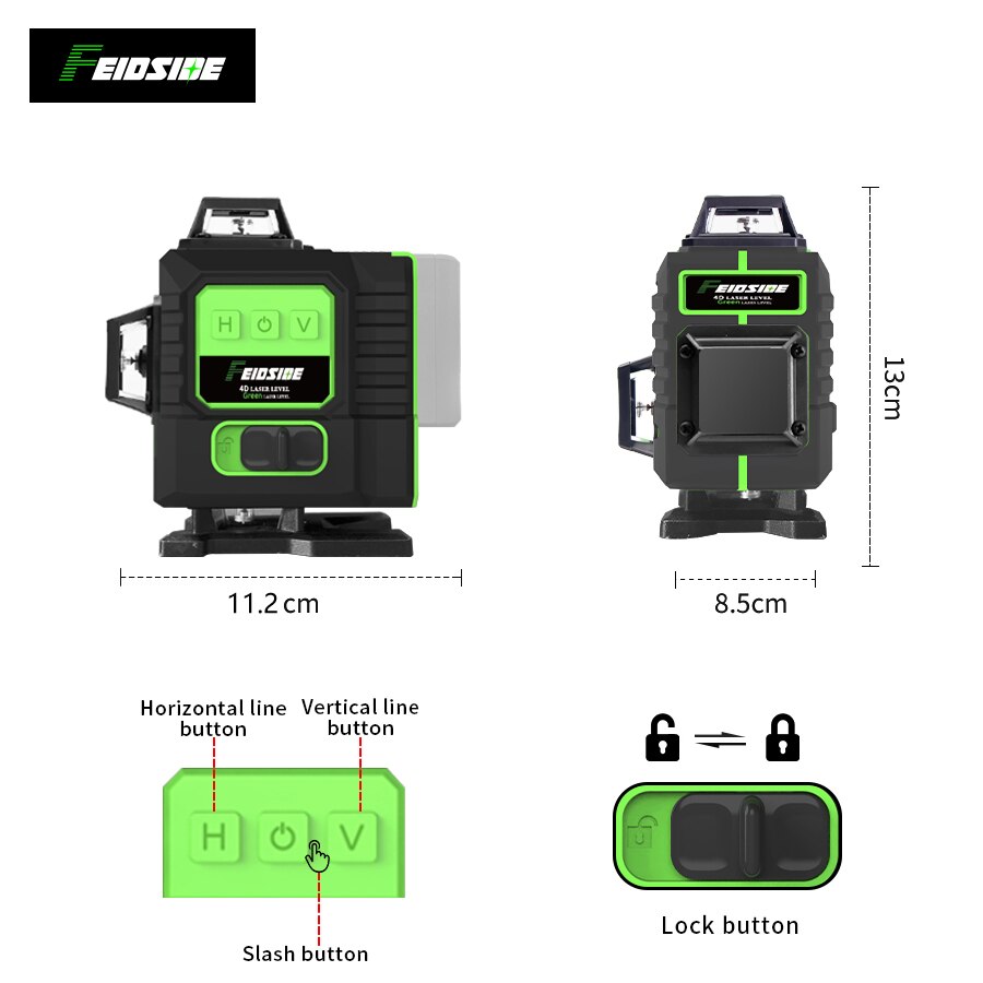Feidside 16/12 Dòng 4D/3D Lase - đánh giá và giá Laser Level 16 Lines 4D Green