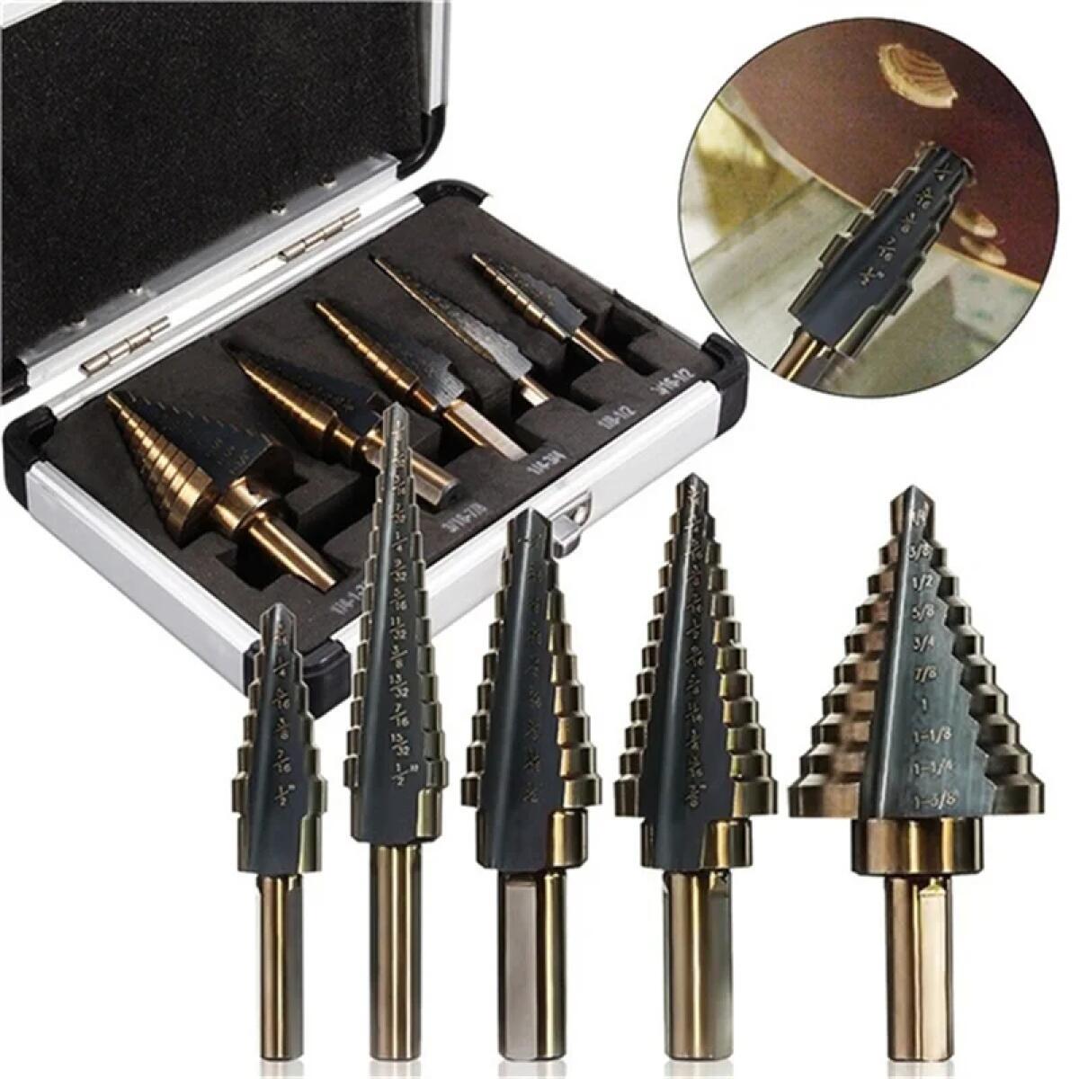 5pcs  Cobalt Step Drill Bit Se - đánh giá và giá Hardware