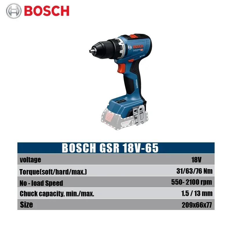 Bosch GSR 18V-65 Brushless Cor - đánh giá và giá Brushless Cordless Electric Drill 18V