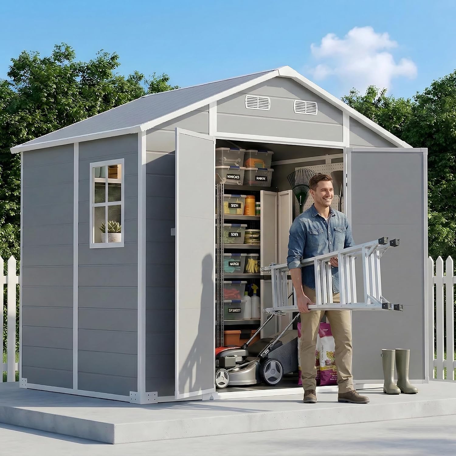 8x6 FT Outdoor Storage Shed wi - đánh giá và giá Garden Tools
