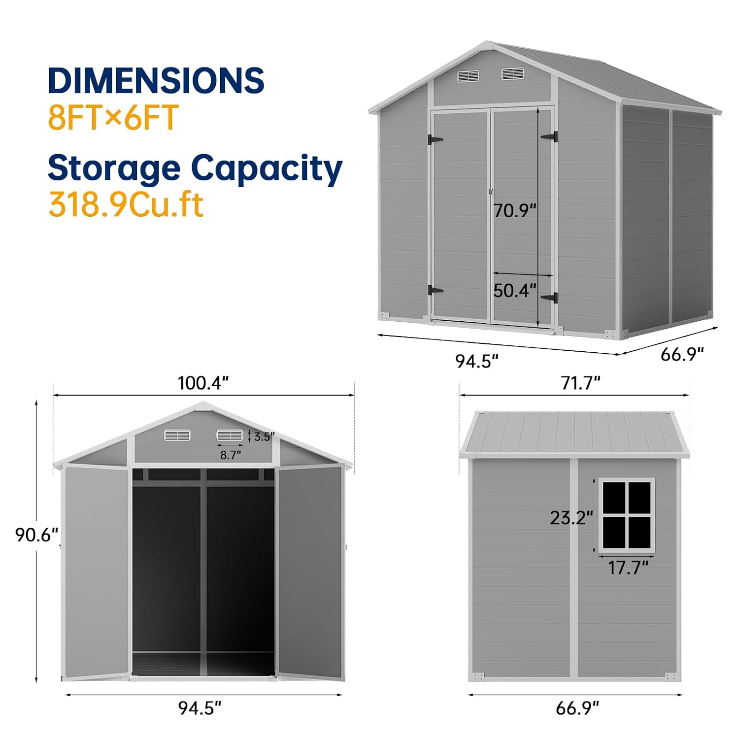8x6 FT Outdoor Storage Shed wi - đánh giá và giá Garden Tools