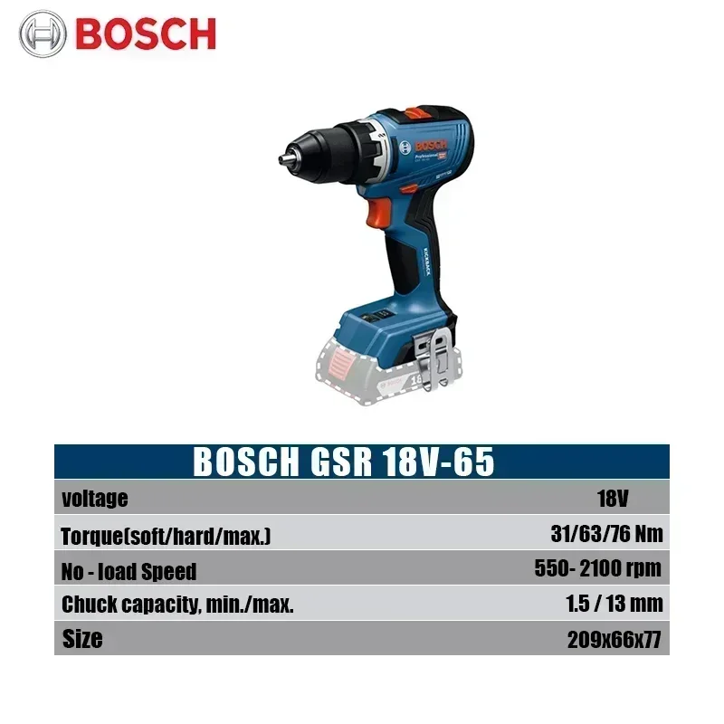 Bosch GSR 18V-65 Brushless Cor - đánh giá và giá Brushless Cordless Electric Drill 18V