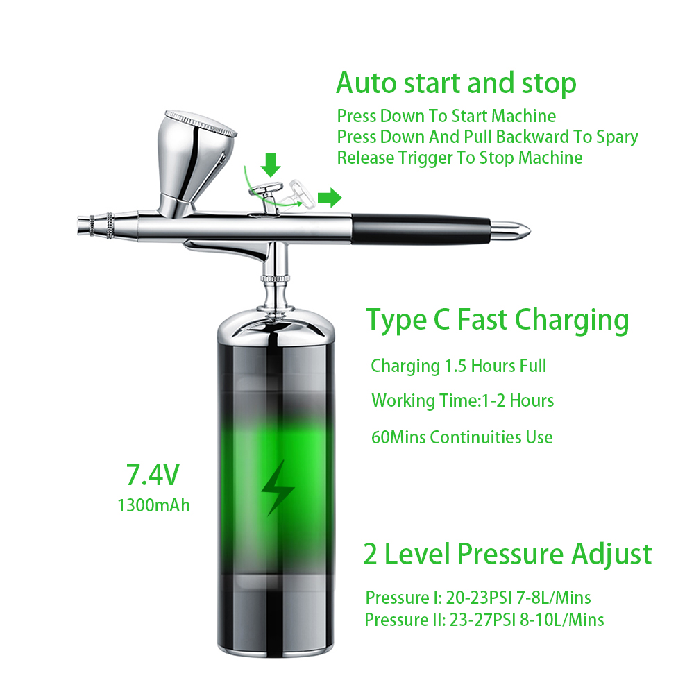 Không Dây Di Động Bình Bơm Phu - đánh giá và giá Airbrush Kit With Mini Compressor