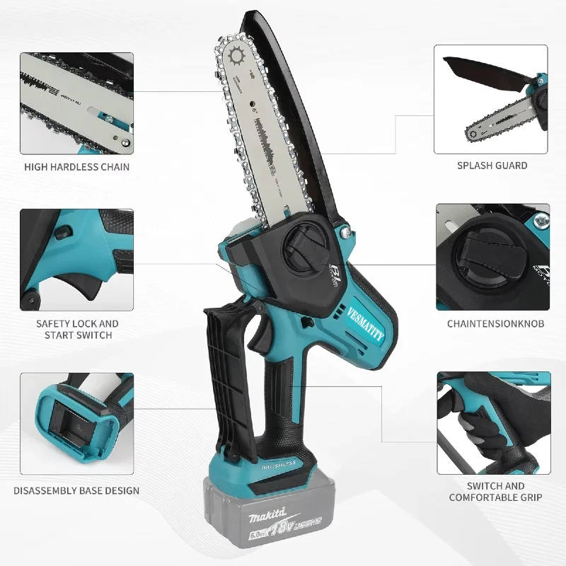 VESMATITY 6 Inch Cordless Elec - đánh giá và giá Mini Electric Chainsaw 6 Inch
