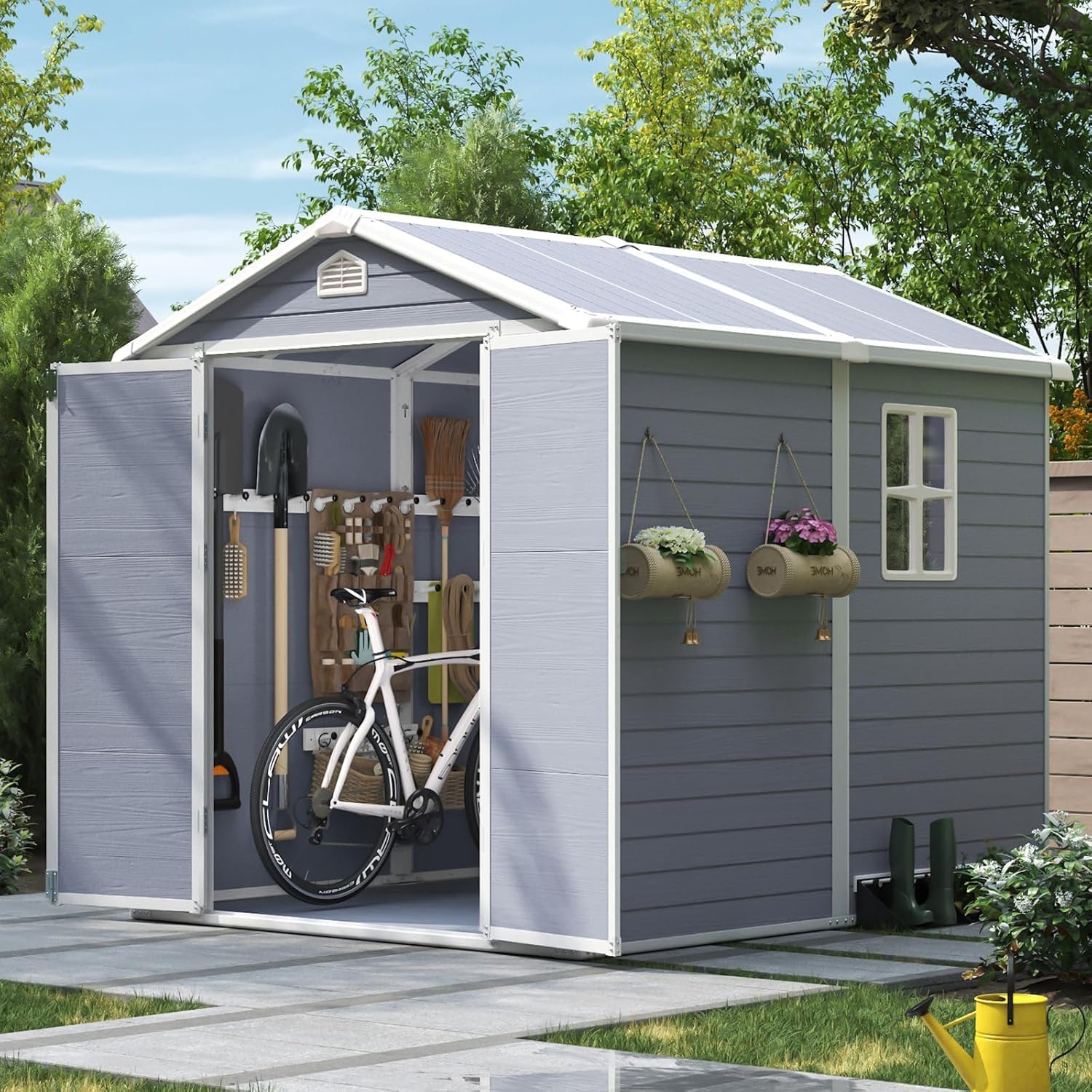 6x8 FT Outdoor Storage Shed Re - đánh giá và giá Garden Tools
