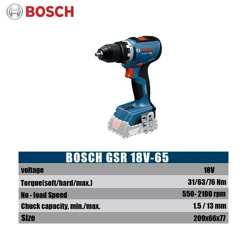 Bosch GSR 18V-65 Brushless Cor - đánh giá và giá Brushless Cordless Electric Drill 18V