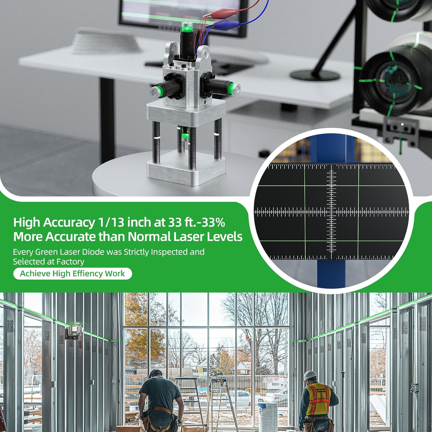 Huepar 4D Cross Line Laser Lev - đánh giá và giá Laser Level 16 Lines 4D Green
