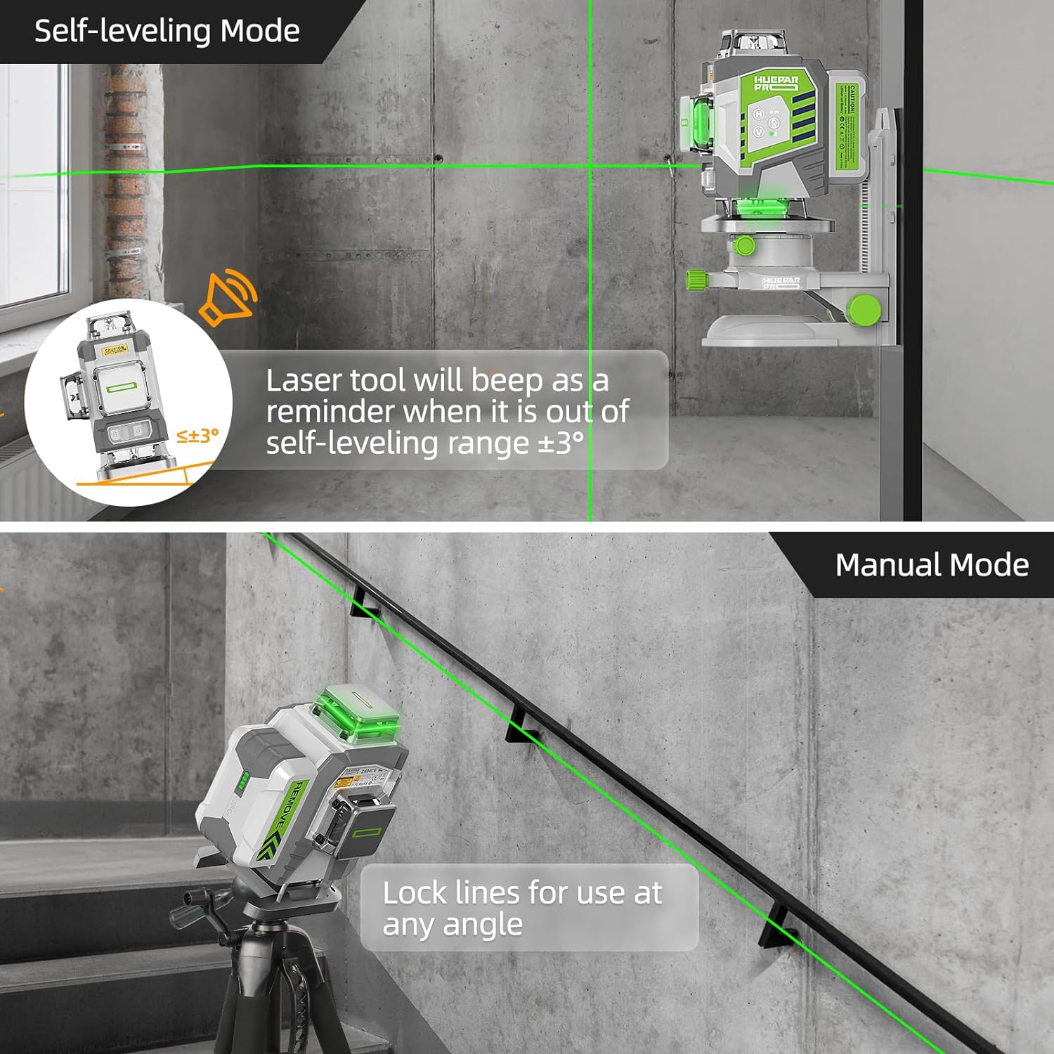 Huepar 4D Cross Line Laser Lev - đánh giá và giá Laser Level 16 Lines 4D Green