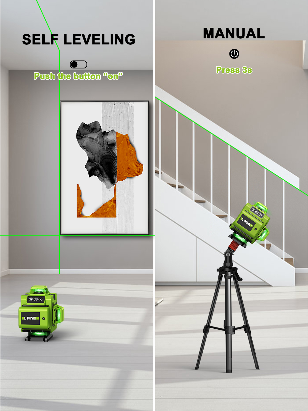 LFINE 4D  16 Lines 360 Self-le - đánh giá và giá Laser Level 16 Lines 4D Green