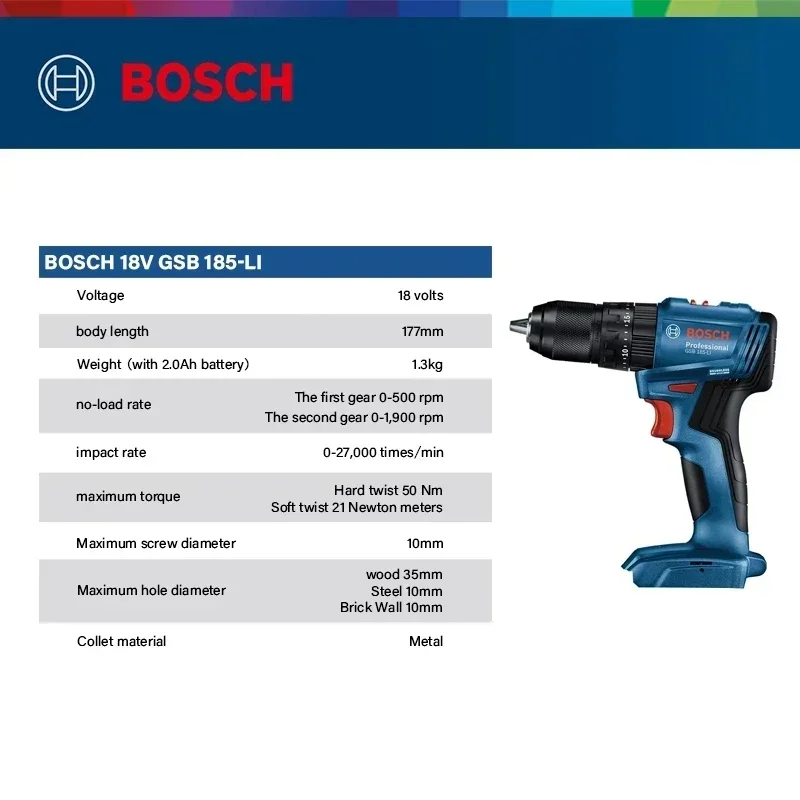 Bosch GSB 185-LI 18V Brushless - đánh giá và giá Brushless Cordless Electric Drill 18V