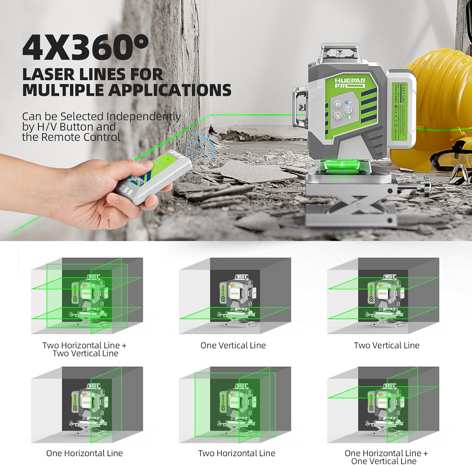 Huepar Professional 4D Cross L - đánh giá và giá Laser Level 16 Lines 4D Green