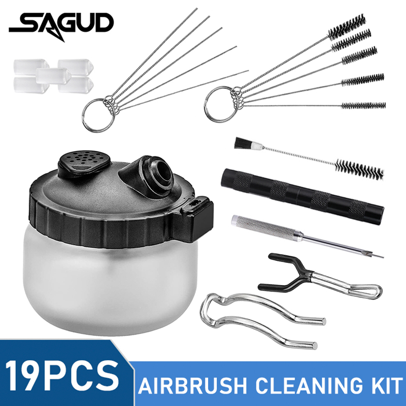 SAGUD 19PCS Airbrush Cleaning  - đánh giá và giá Airbrush Kit With Mini Compressor