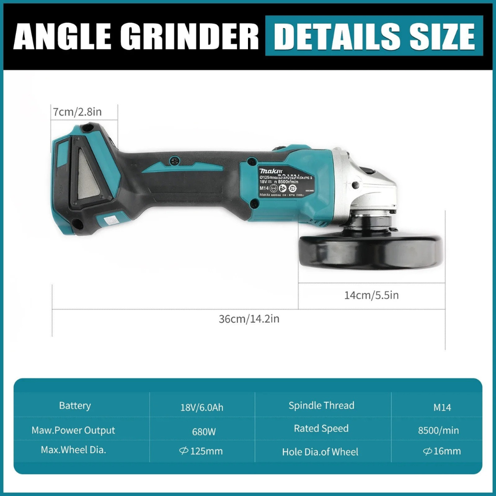 Makita DGA404 125mm/100mm Brus - đánh giá và giá Brushless Angle Grinder Battery Powered